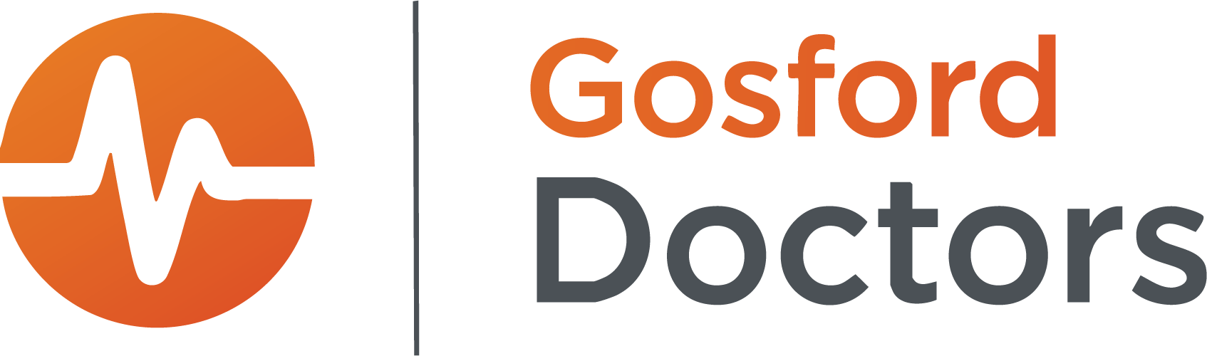 Gosford Doctors logo with orange heartbeat symbol